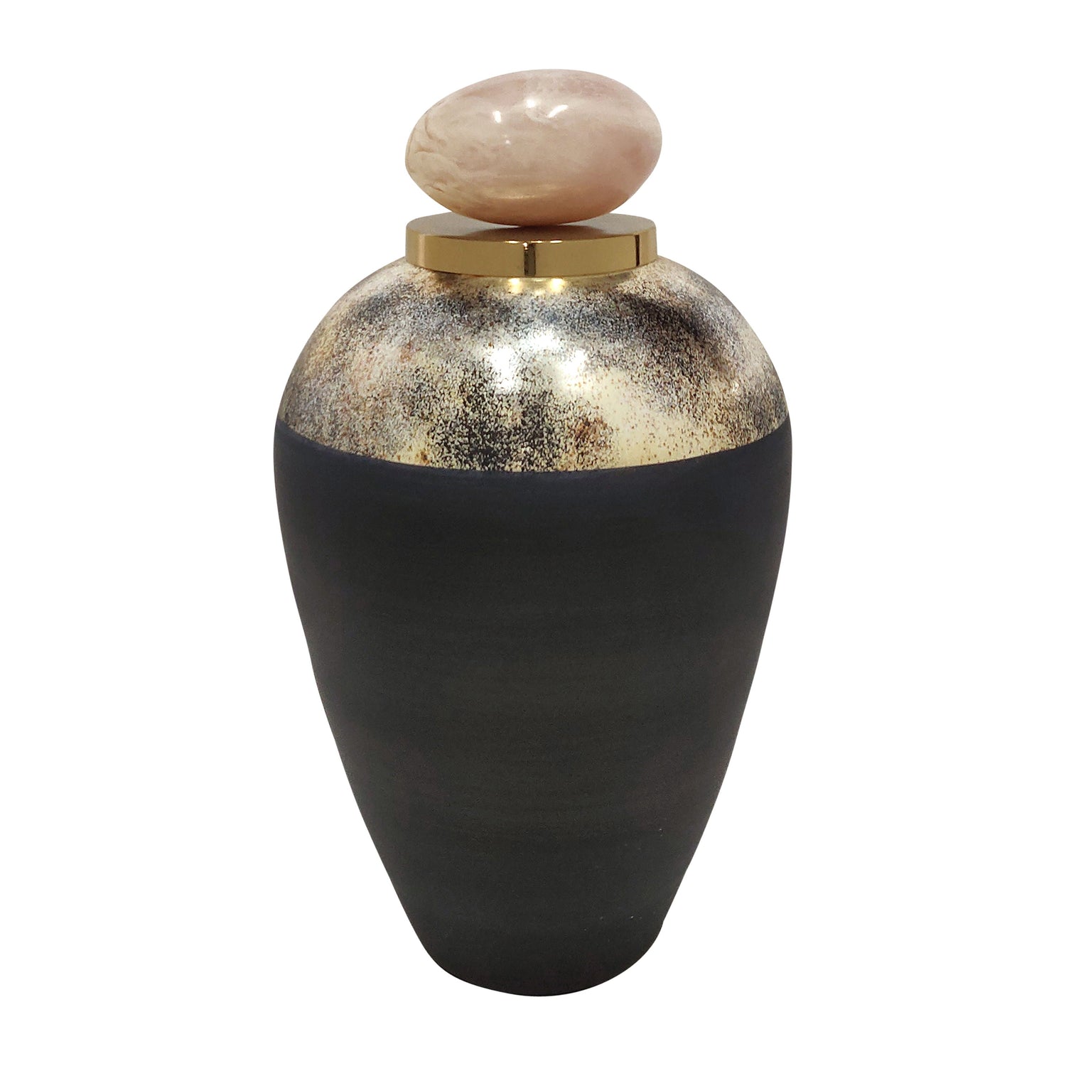 Glass 17" Vase With Resin Topper - Gray