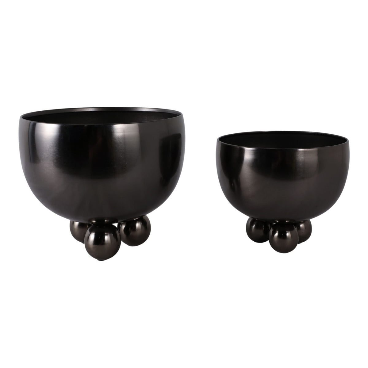 9" / 11" Metal Bowl Planter With Ball Feet (Set of 2) - Gunmetal