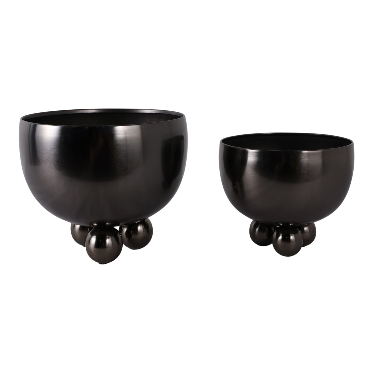 9" / 11" Metal Bowl Planter With Ball Feet (Set of 2) - Gunmetal