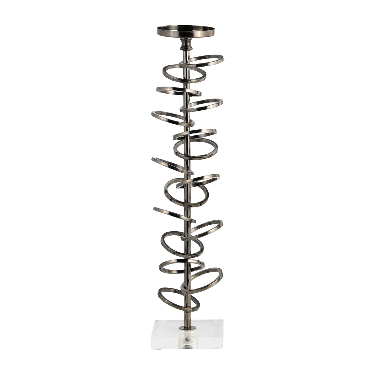 Ring Toss On Acrylic Candleholder - Gunmetal