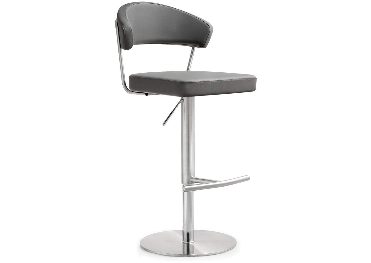 TOV-K3629 Cosmo Grey Performance Vegan Leather and Stainless Steel Barstool
