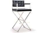TOV-K3625 Director Black Performance Vegan Leather and Stainless Steel Barstool