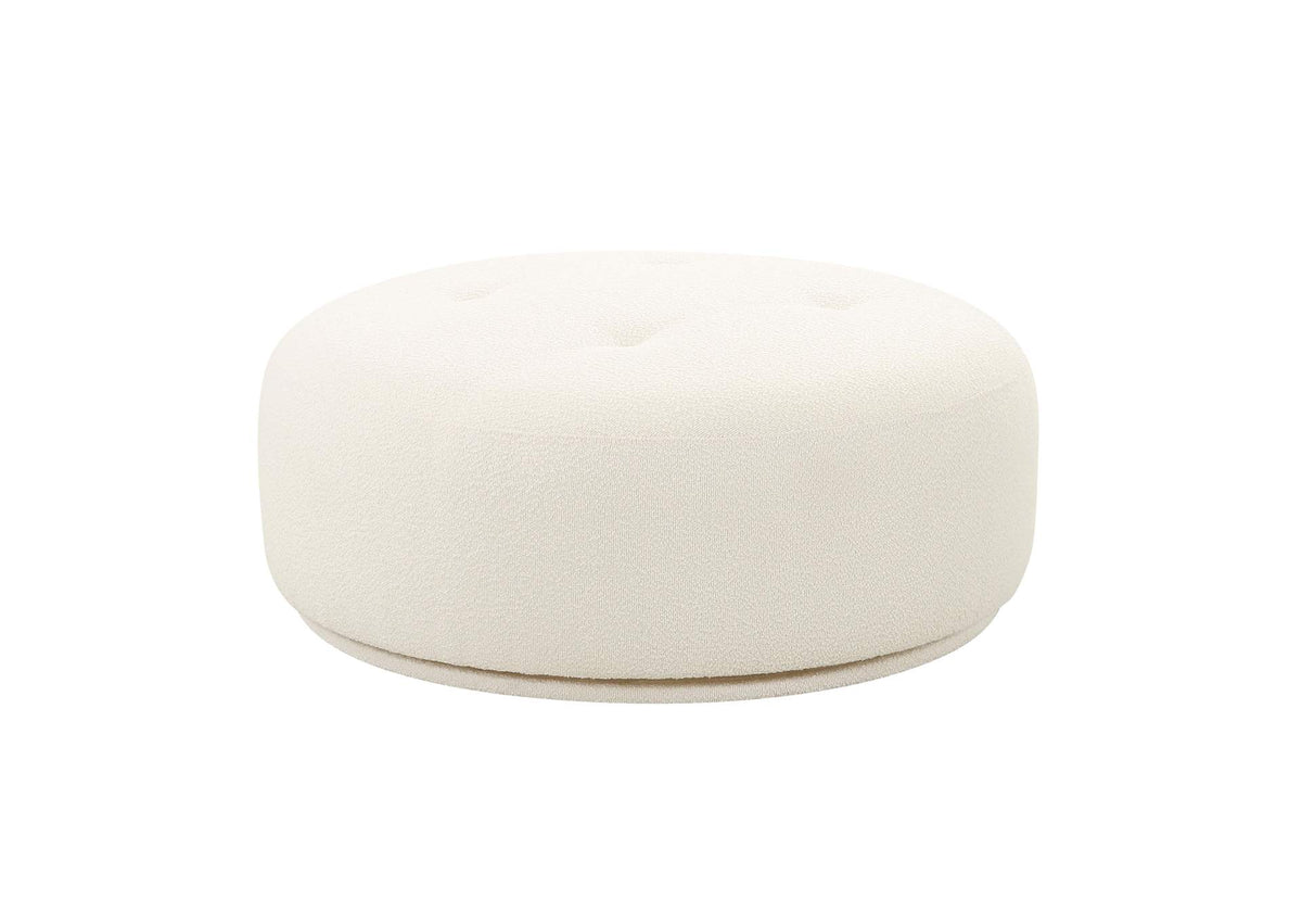 TOV-OC68672 Fickle Cream Boucle Swivel Ottoman
