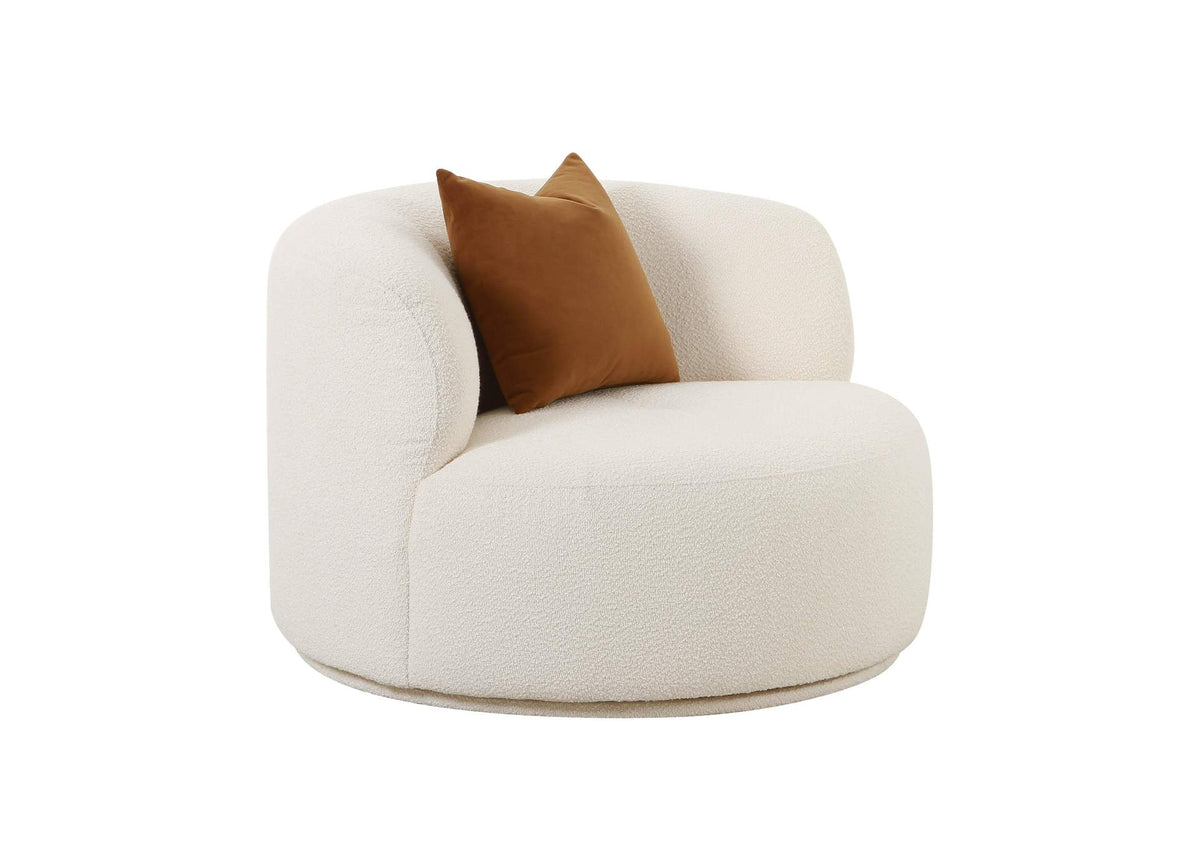 TOV-S68671 Fickle Cream Boucle Swivel Chair