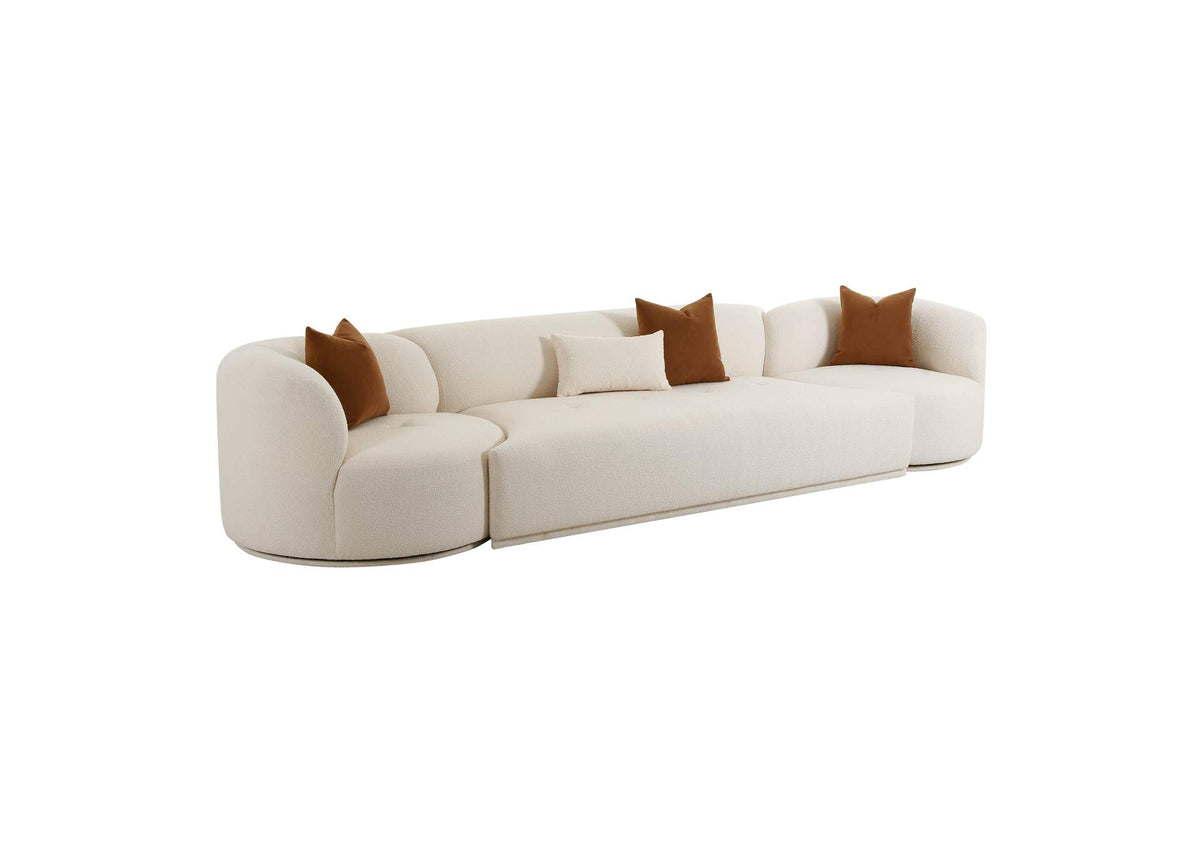 TOV-L6866-C-SO1 Fickle Cream Boucle 3 - Piece Modular Sofa