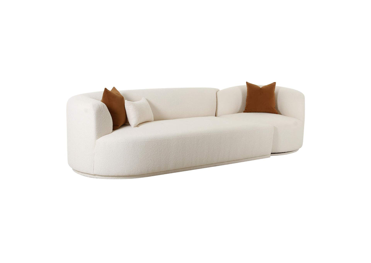 TOV-L6866-C-SO3L Fickle Cream Boucle 2 - Piece Modular Left Facing Sofa