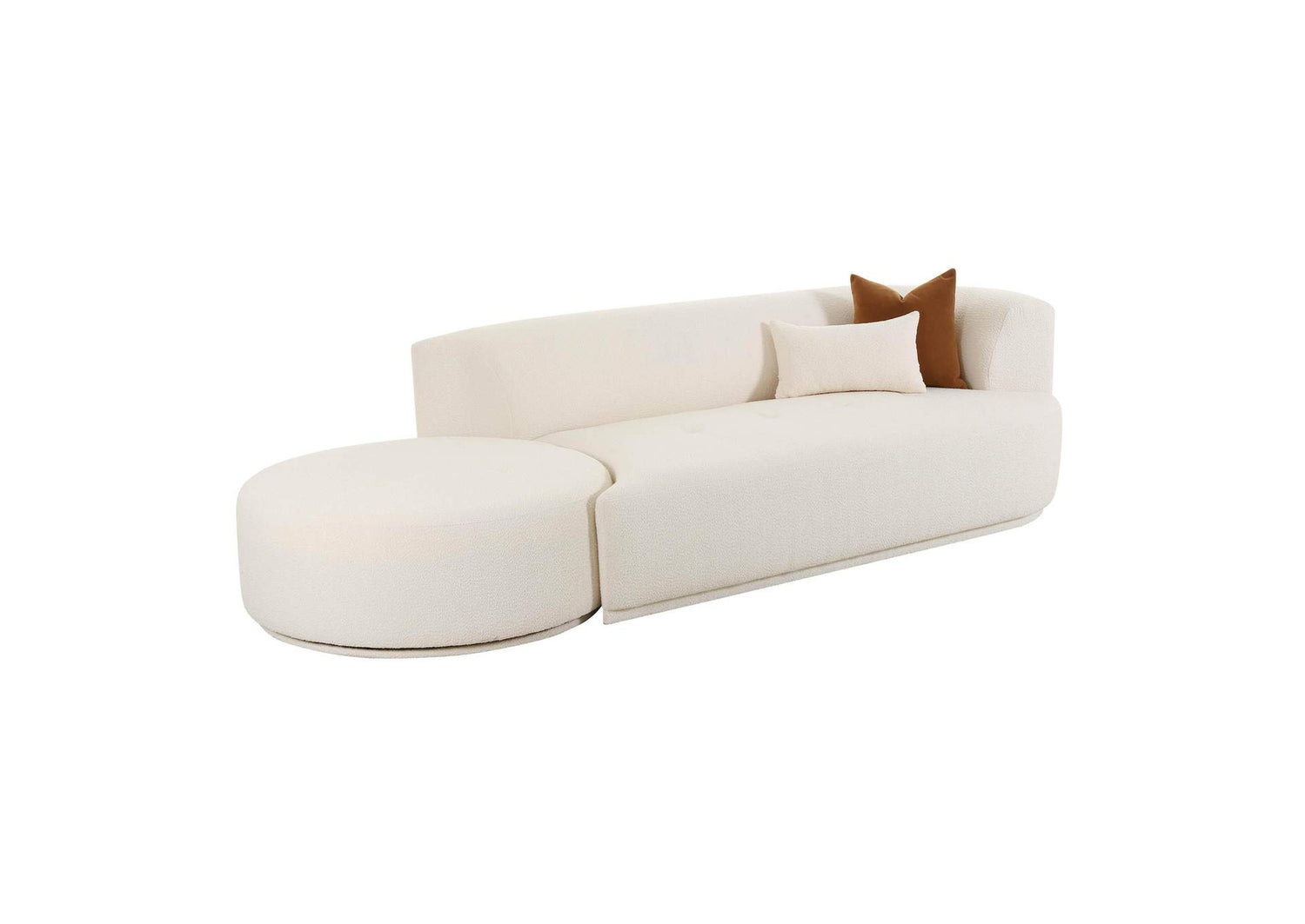 TOV-L6866-C-SO4R Fickle Cream Boucle 2 - Piece Chaise Modular Right Facing Sofa