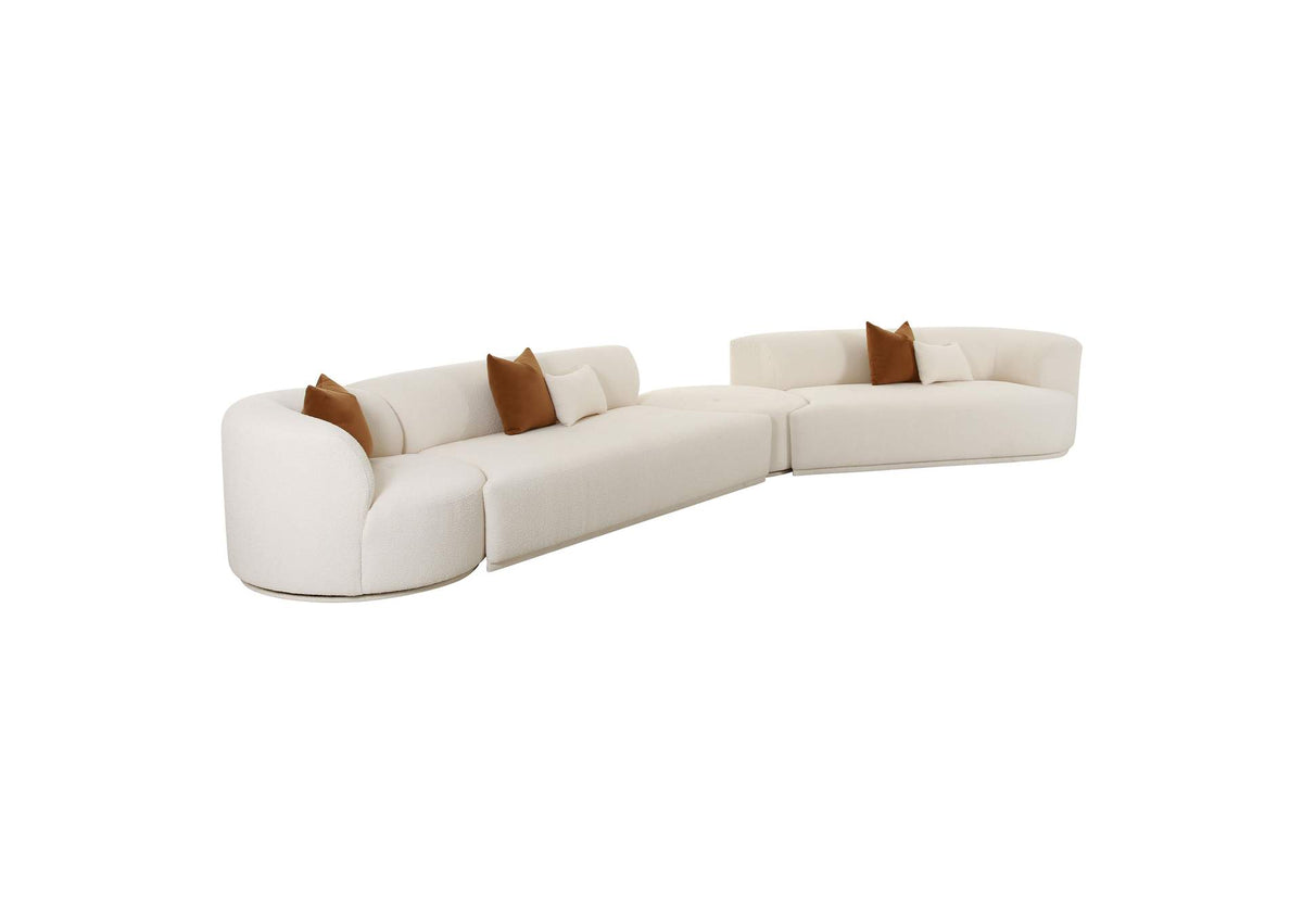 TOV-L6866-C-SEC2R Fickle Cream Boucle 4 - Piece Modular Right Facing Sectional