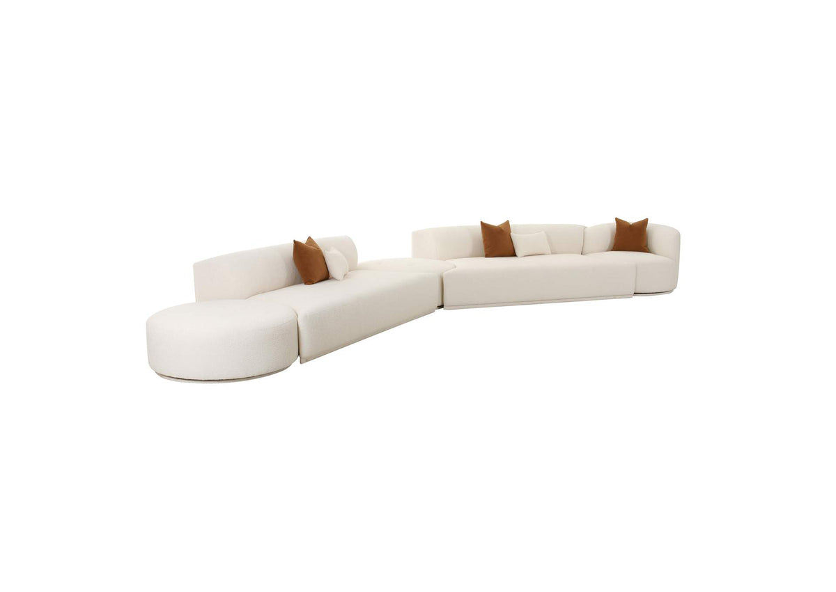 TOV-L6866-C-SEC3 Fickle Cream Boucle 5 - Piece Modular Chaise Sectional