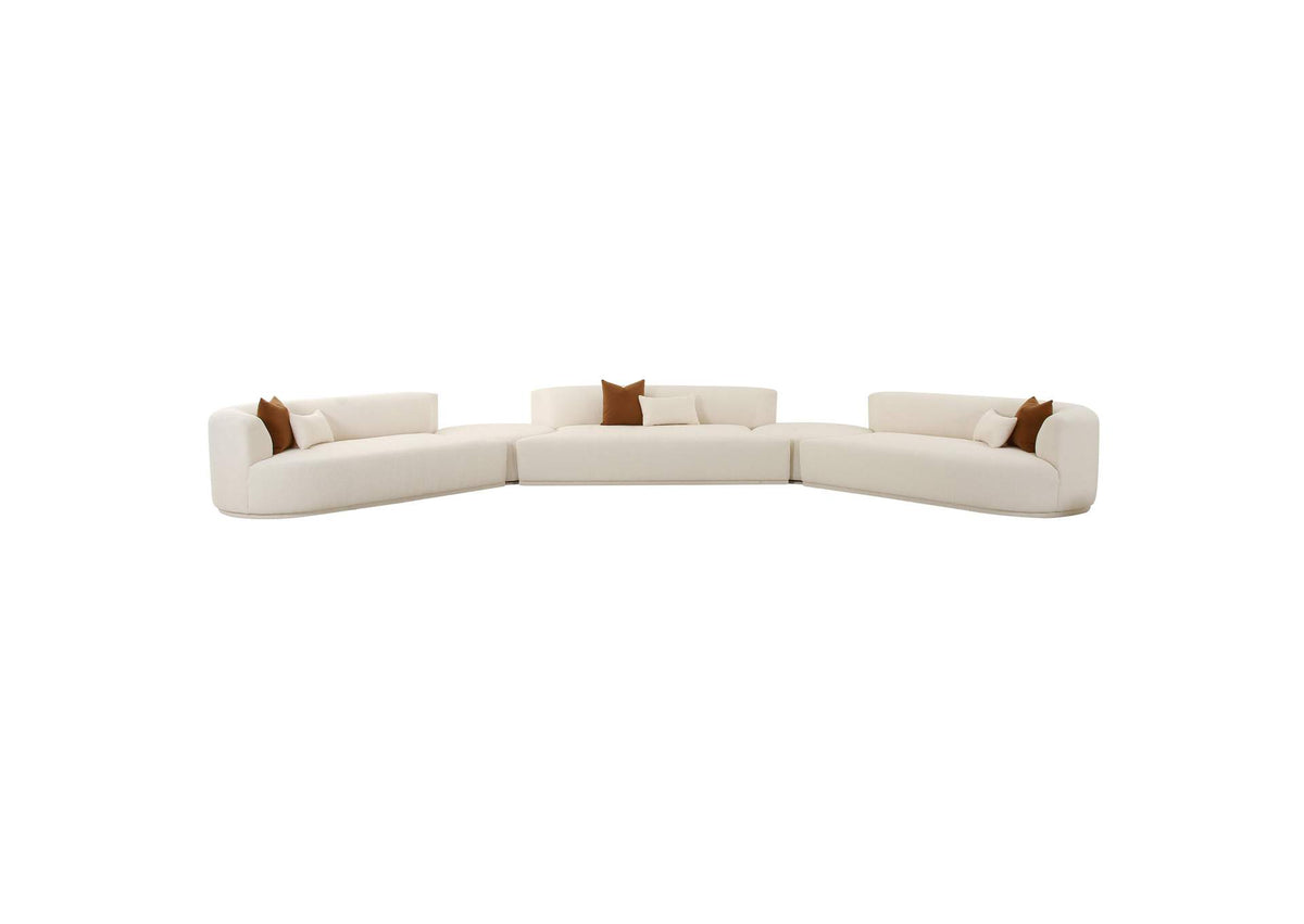 TOV-L6866-C-SEC4 Fickle Cream Boucle 5 - Piece Modular Sectional