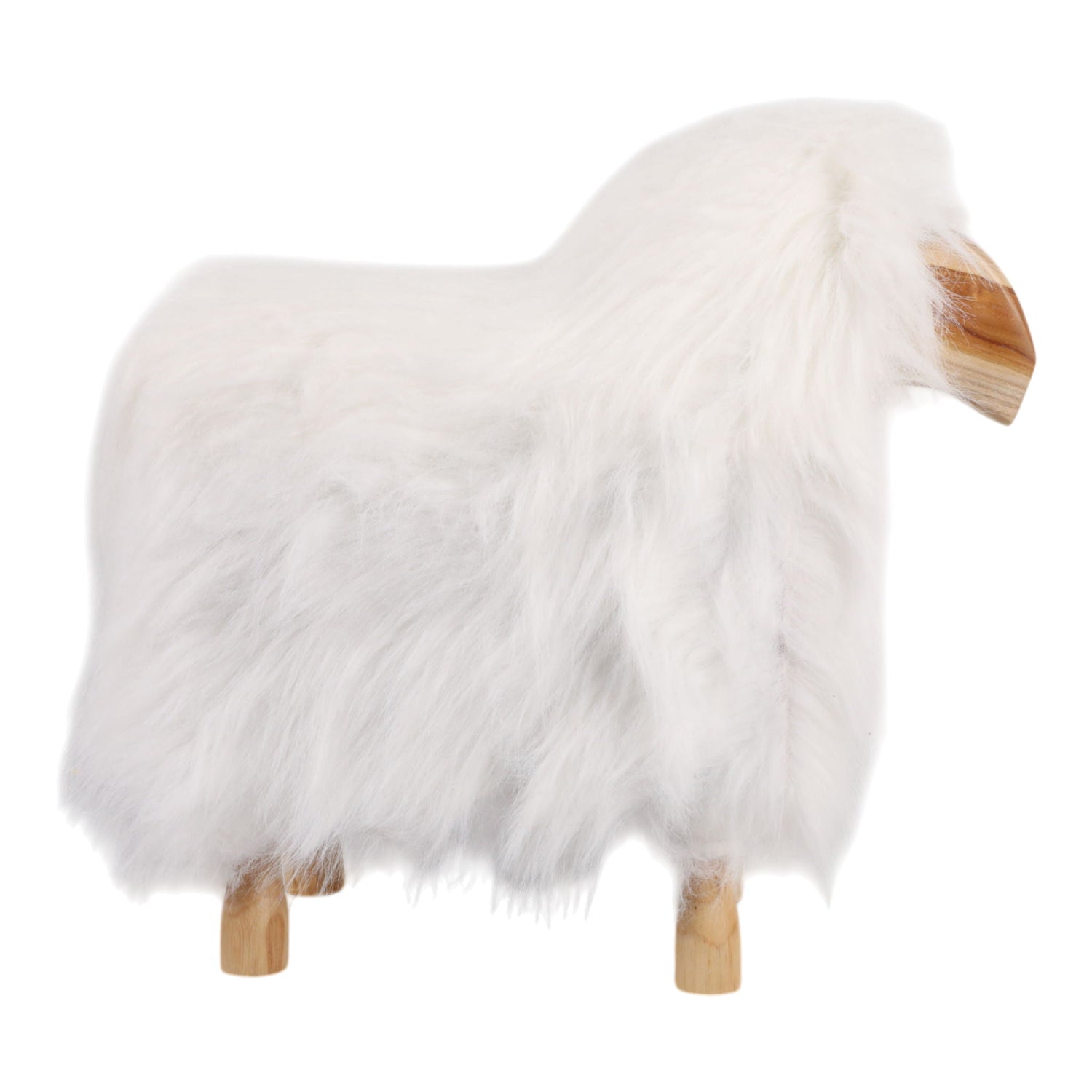 21" x 20" Faux Fur Sheep - White / Natural