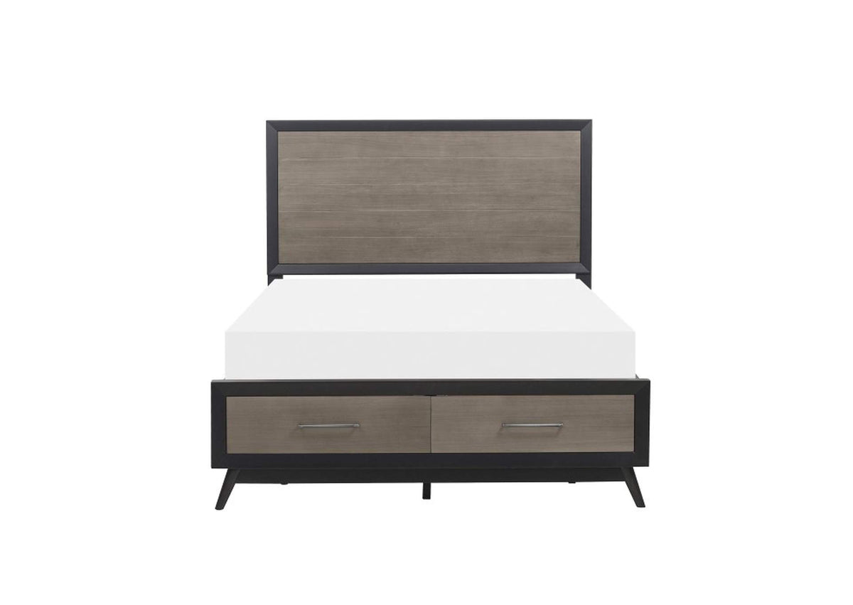 1711-1KIT Raku Queen Platform Bed with Footboard Storage