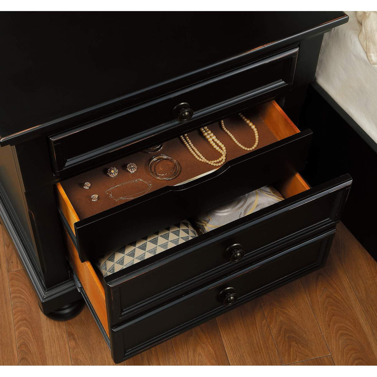 1714BK-4 Laurelin Night Stand, Hidden Drawer