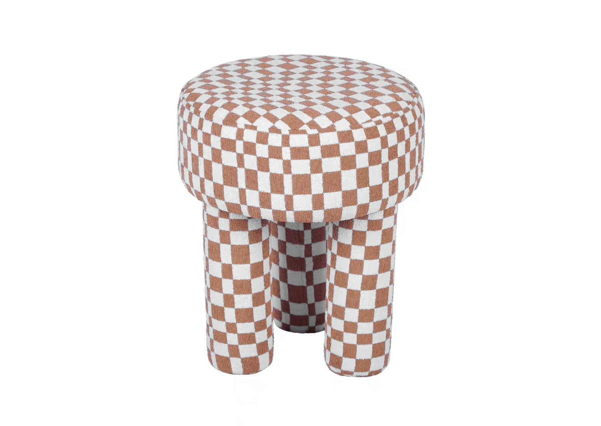 TOV-OC68756 Claire Brown Checkered Boucle Stool