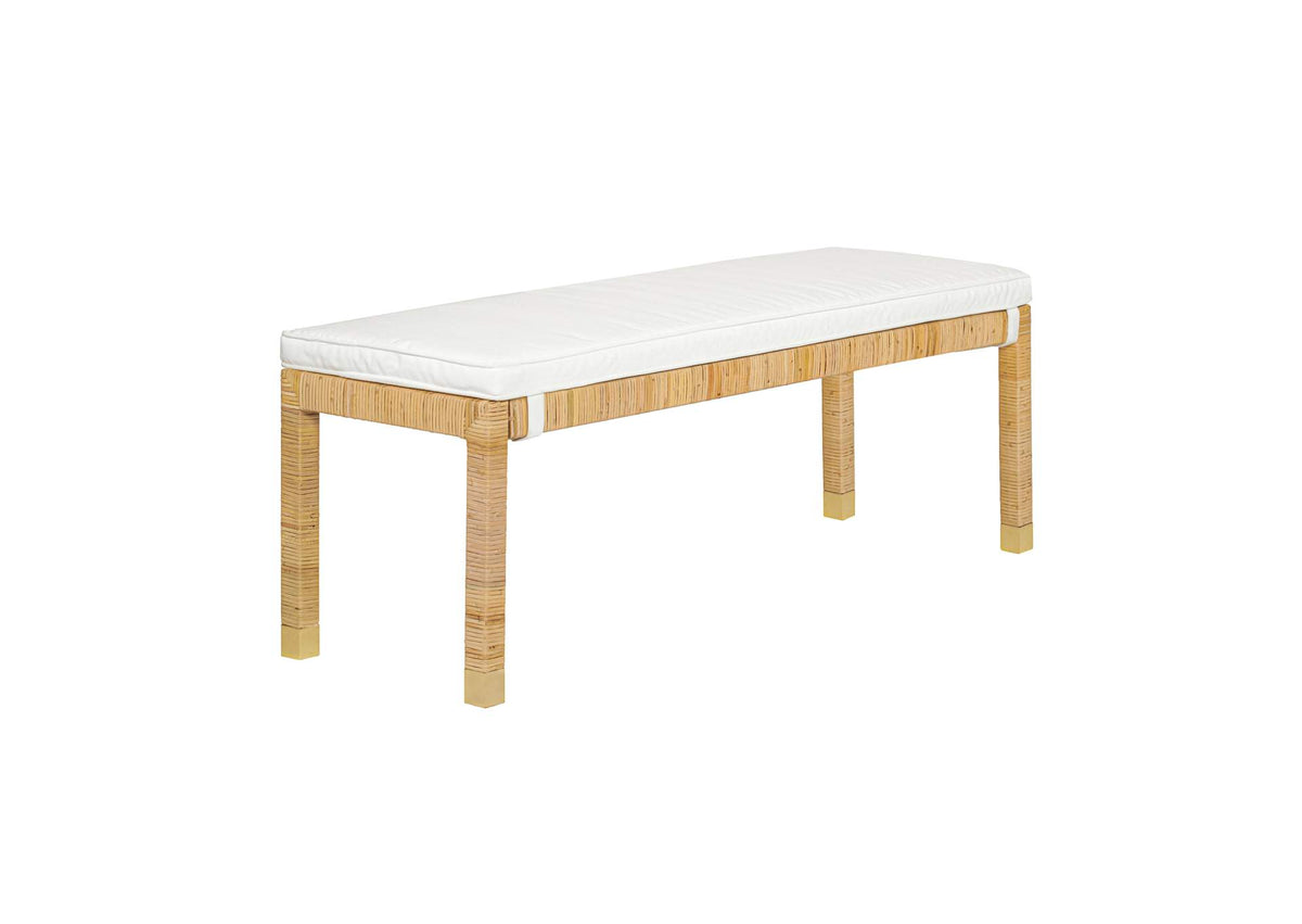 TOV-OC21012 Amara Natural Woven Rattan Performance Fabric Bench