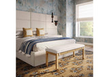 TOV-OC21012 Amara Natural Woven Rattan Performance Fabric Bench