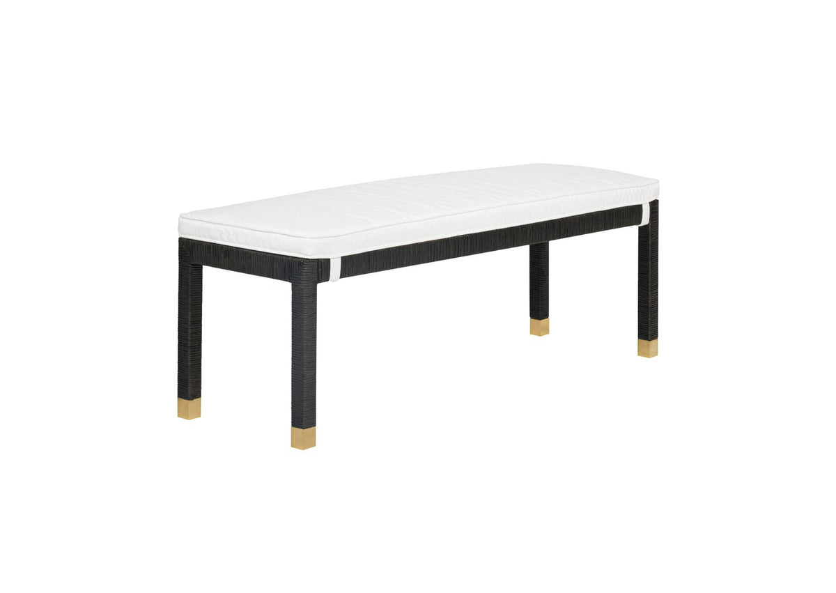 TOV-OC21013 Amara Charcoal Woven Rattan Performance Fabric Bench