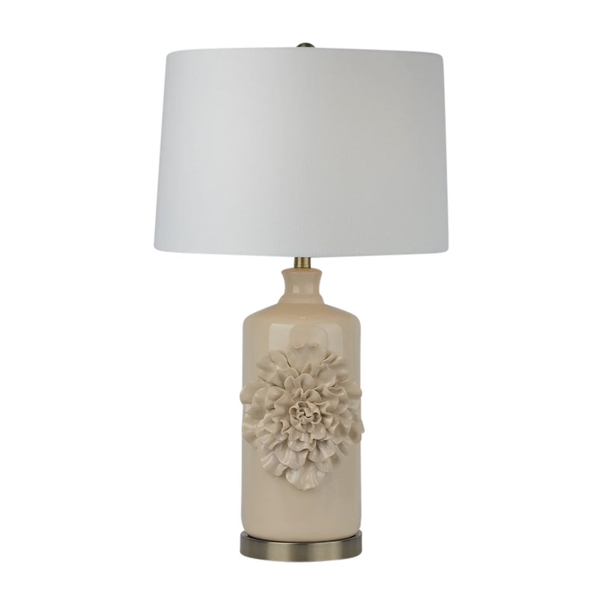 29" Dahlia Flower Applique Table Lamp - Cream / Gold