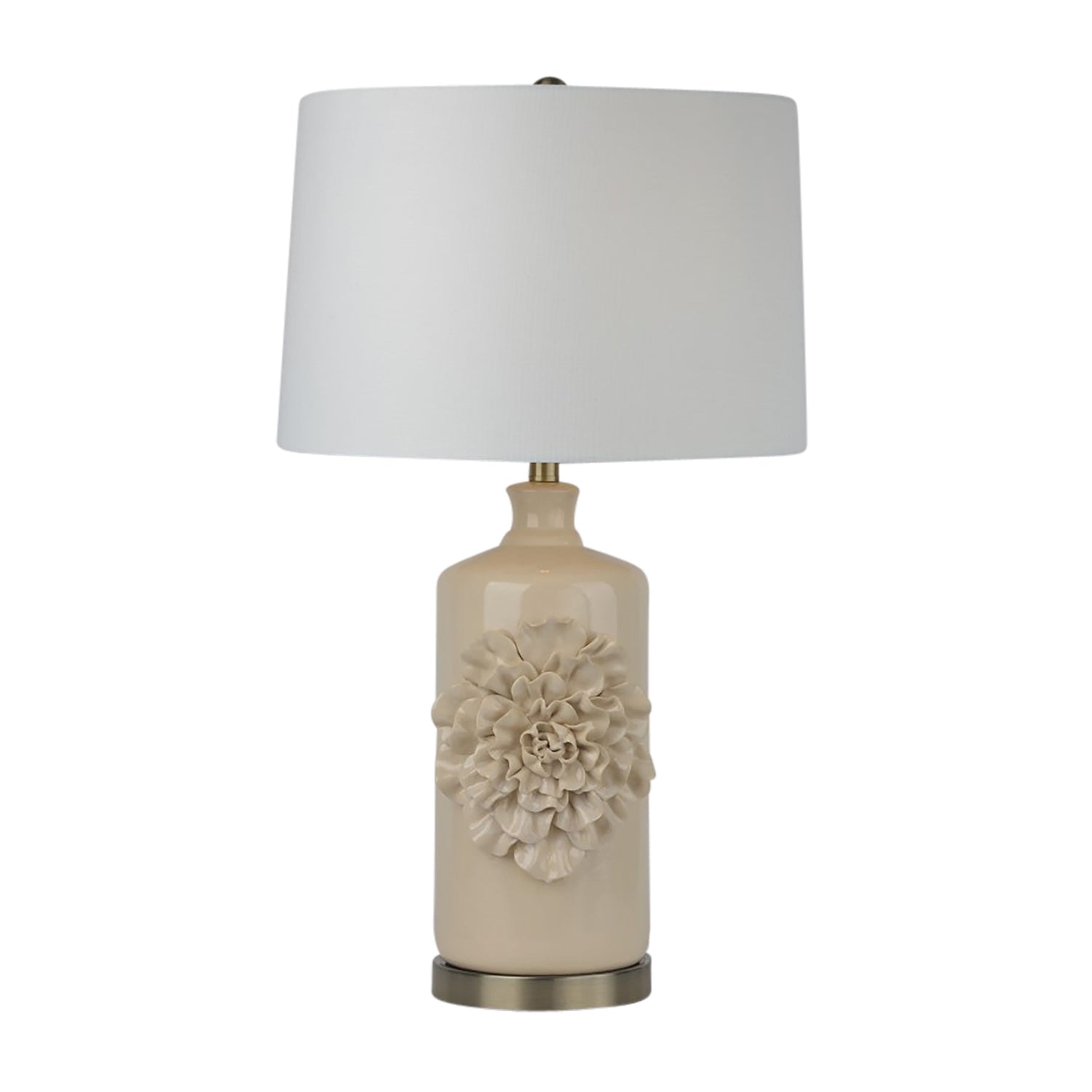 29" Dahlia Flower Applique Table Lamp - Cream / Gold