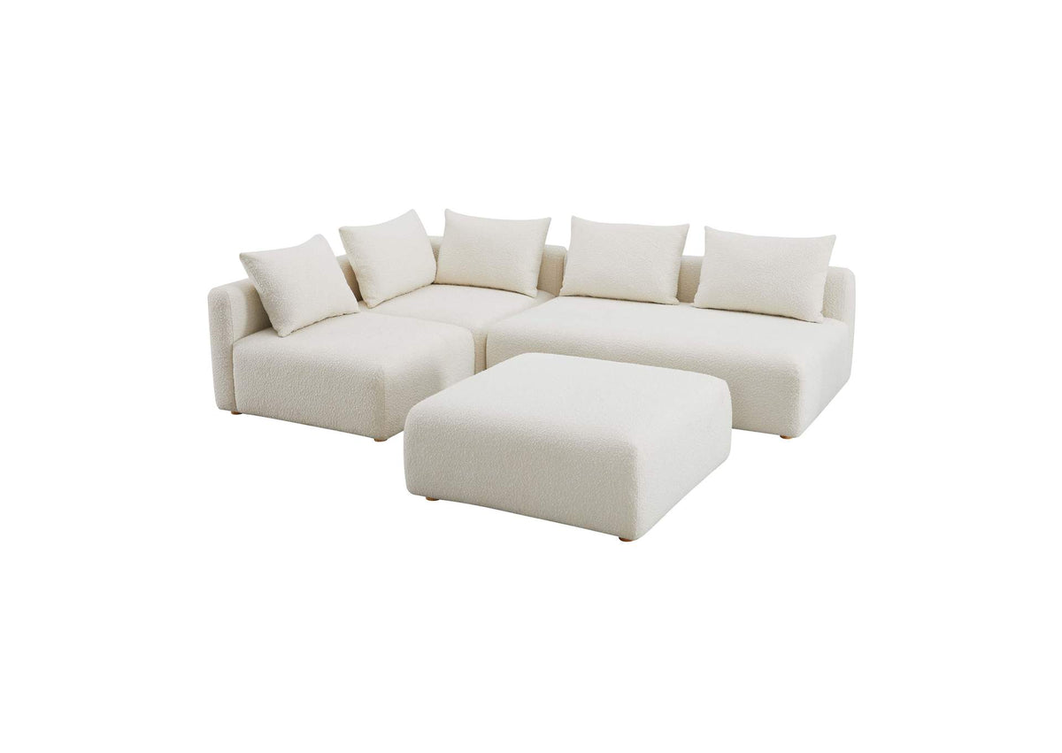 TOV-L68787-SEC1 Hangover Cream Boucle 4 - Piece Modular Chaise Sectional