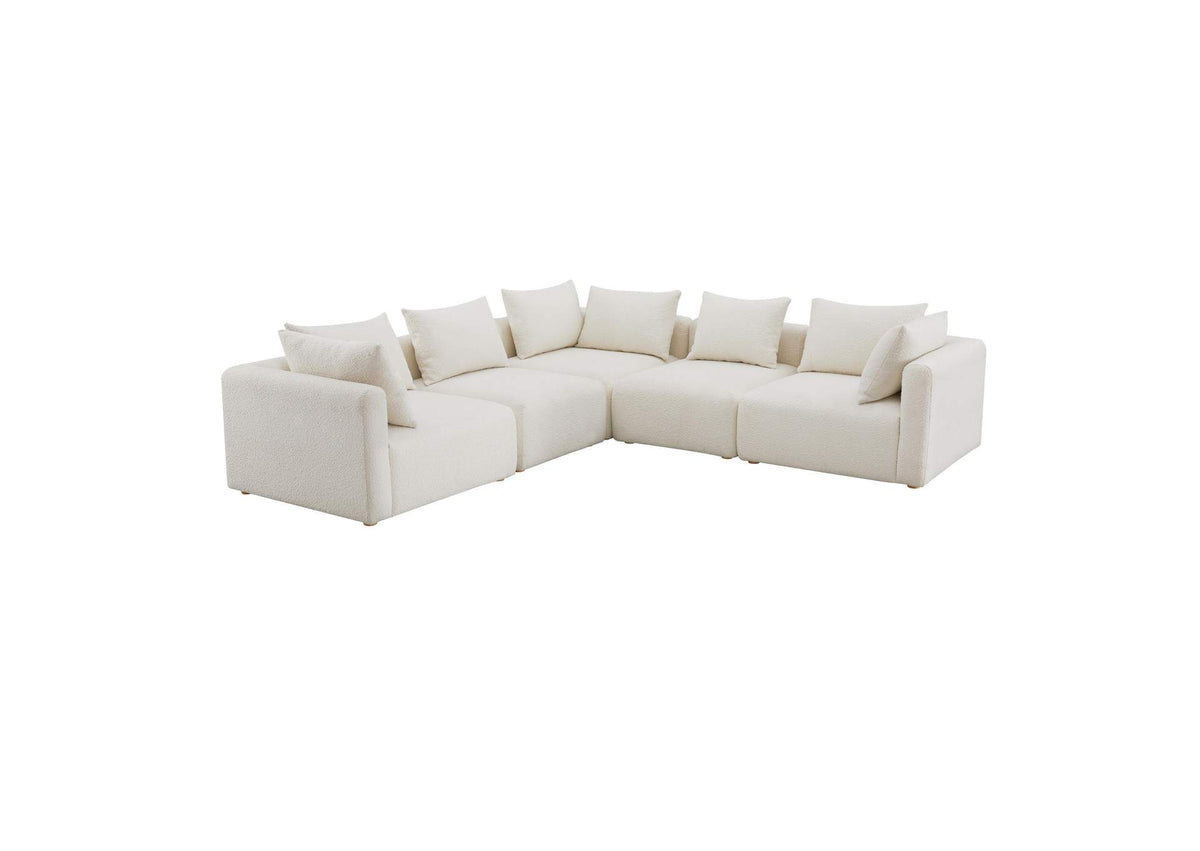 TOV-L68787-SEC2 Hangover Cream Boucle 5 - Piece Modular L - Sectional