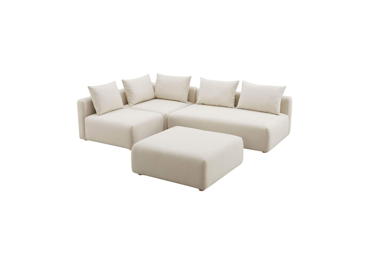 TOV-L68788-SEC1 Hangover Cream Performance Linen 4 - Piece Modular Chaise Sectional