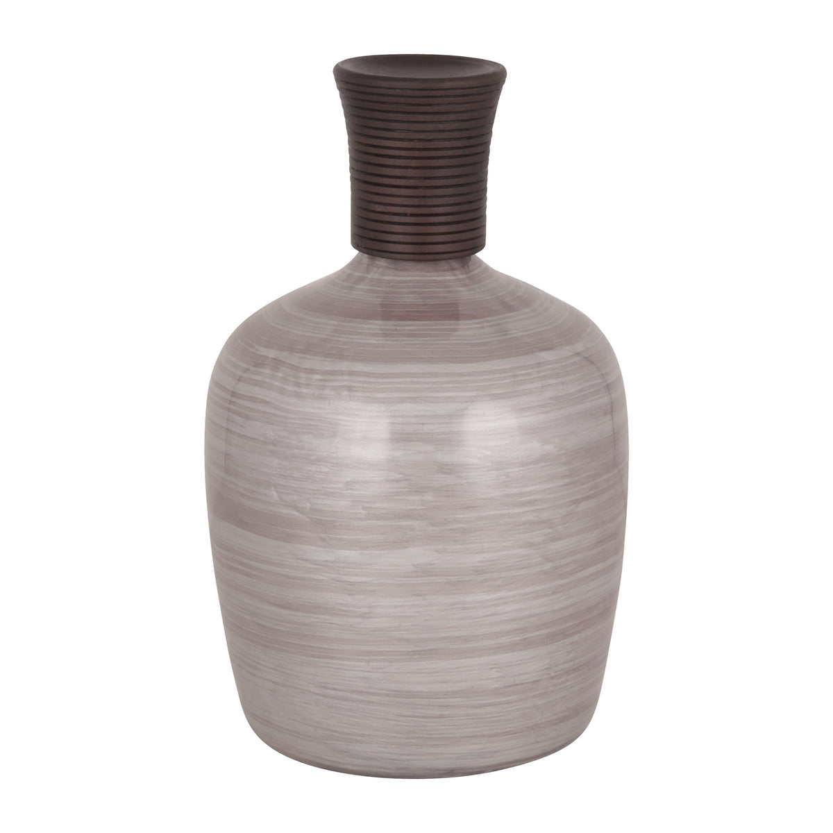 Glass 16" Wooden Top Vase - Blush