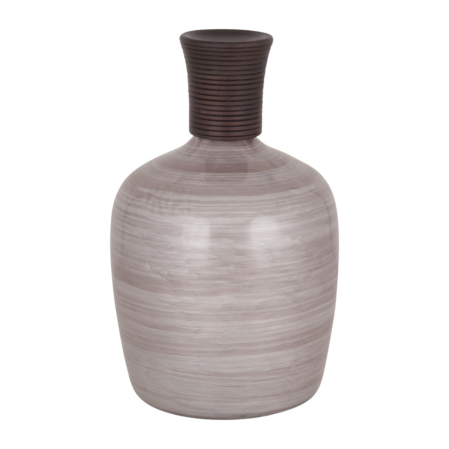 Glass 16" Wooden Top Vase - Blush