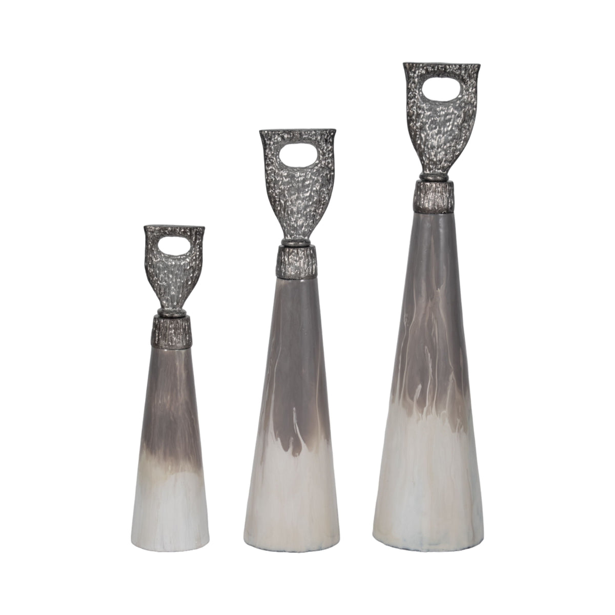 15" / 19" / 22" Zelina Bottles (Set of 3) - Gun Metal