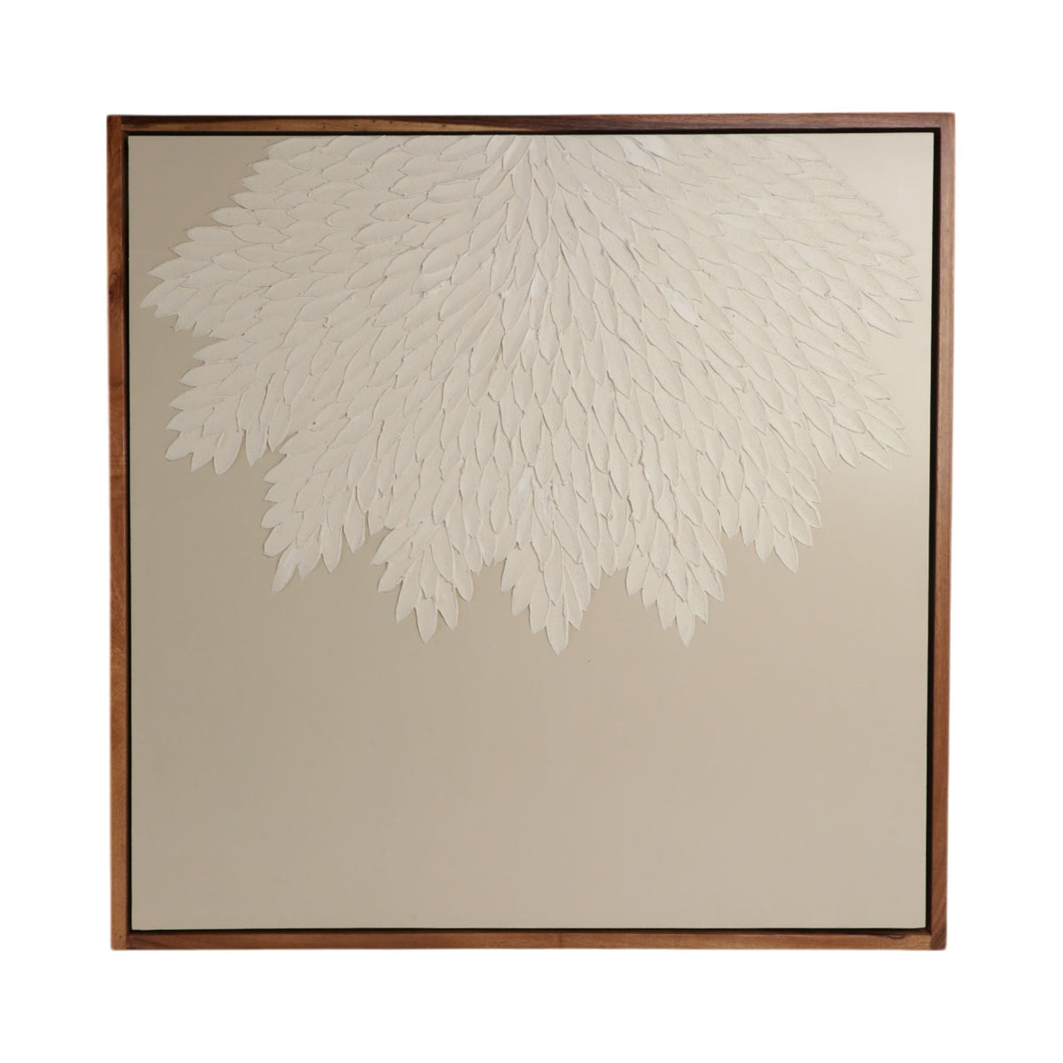 47" x 47" Hand Painted Hanging Feathers - Ivory