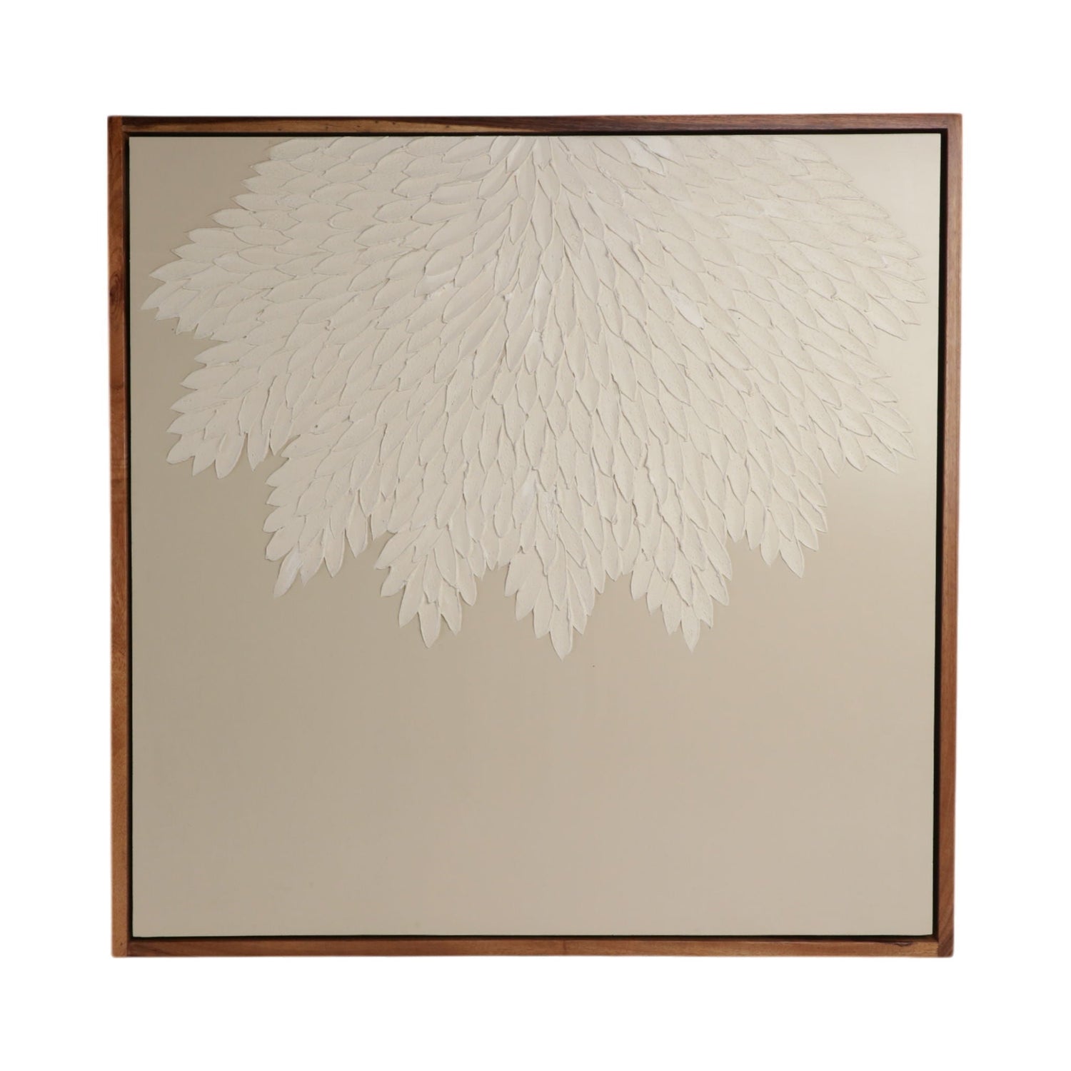 47" x 47" Hand Painted Hanging Feathers - Ivory