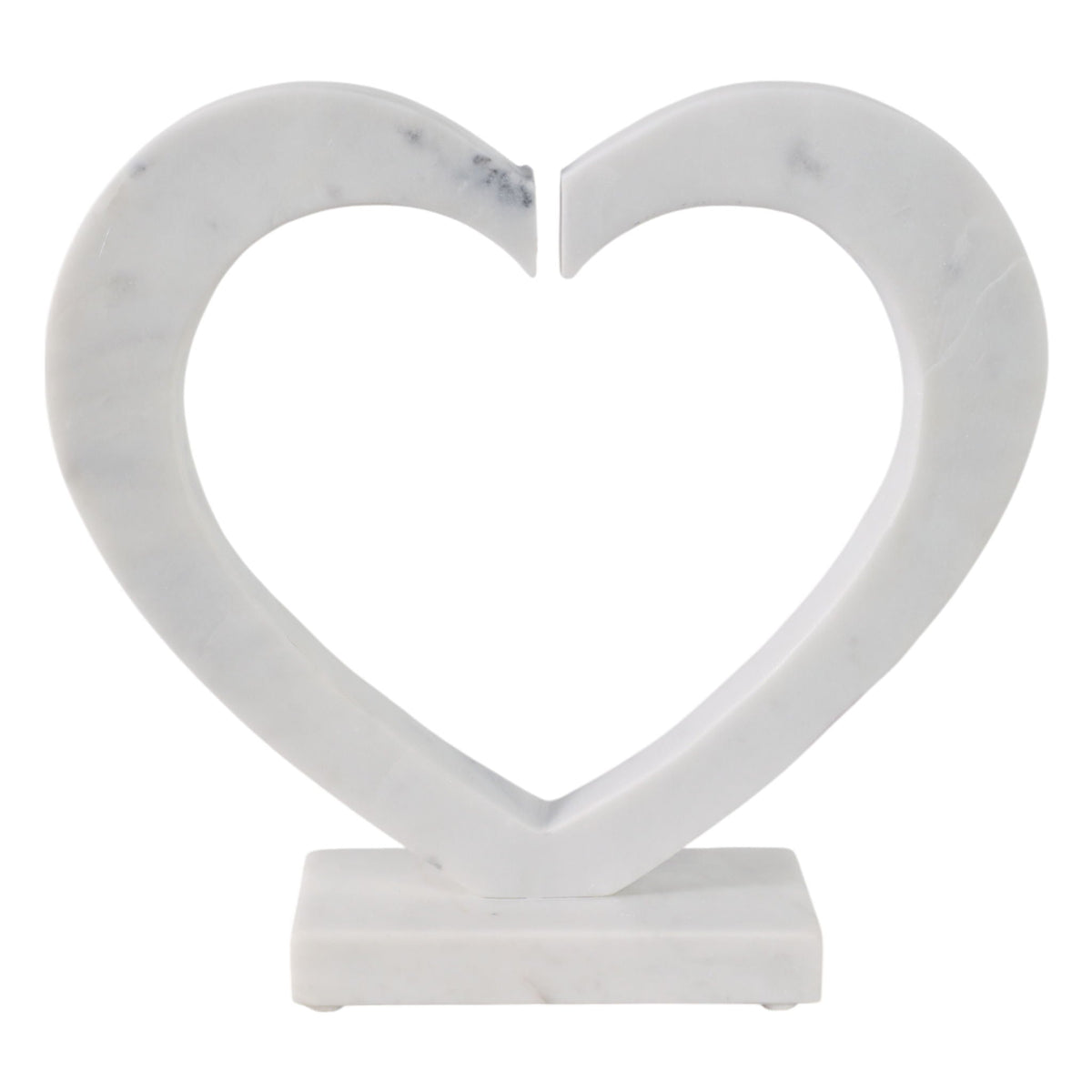 12" x 11" Open Heart Marble Sculpture - White