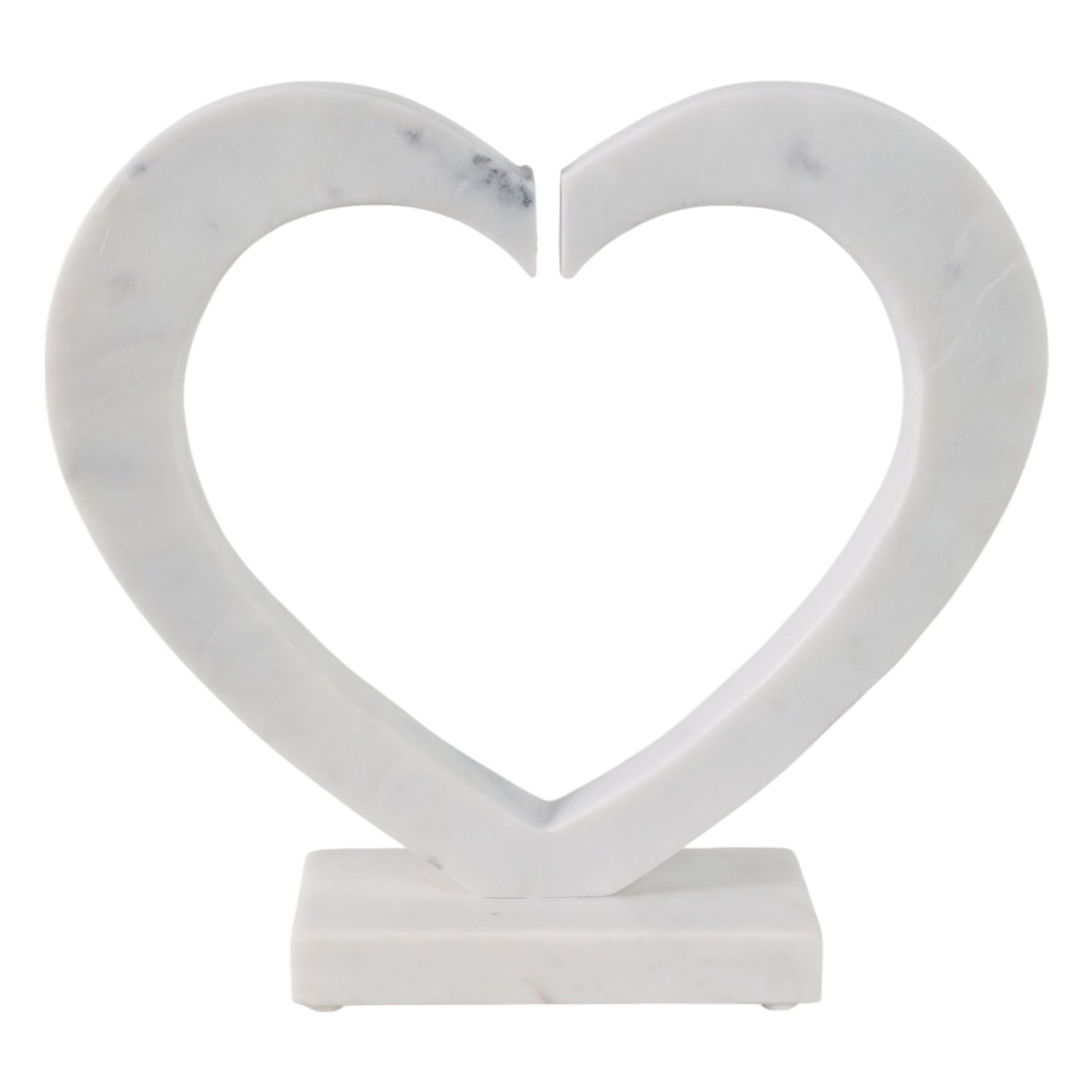 12" x 11" Open Heart Marble Sculpture - White