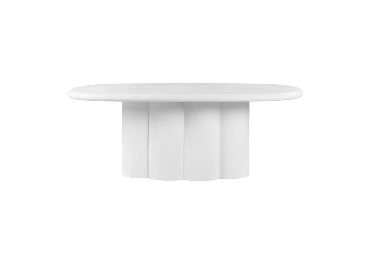 TOV-D54234 Elika White Faux Plaster Oval Dining Table