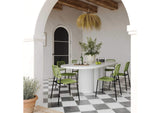 TOV-D54234 Elika White Faux Plaster Oval Dining Table