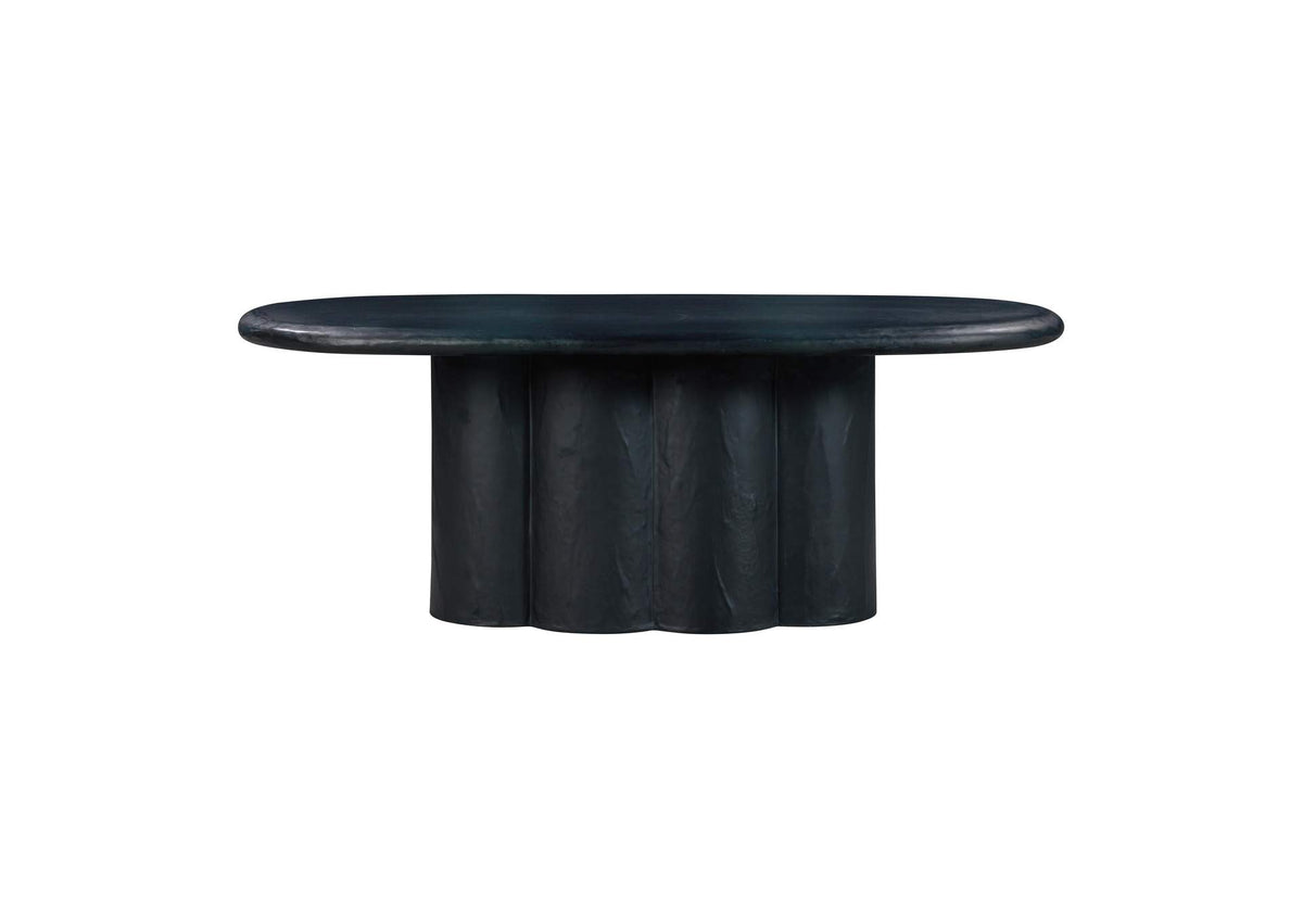 TOV-D54235 Elika Black Faux Plaster Oval Dining Table