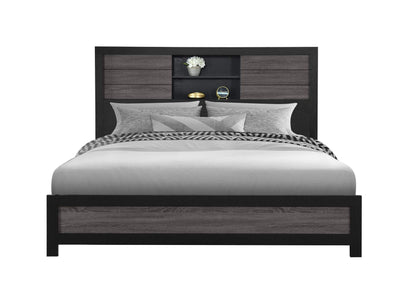 LISBON-GREY_BLACK-BOOKCASE_KB LISBON GREY - BLACK BOOKCASE KING BED