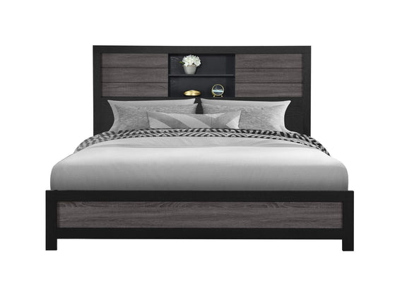 LISBON-GREY_BLACK-BOOKCASE_KB LISBON GREY - BLACK BOOKCASE KING BED