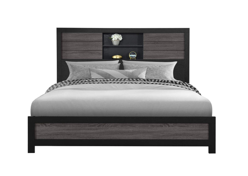 LISBON-GREY_BLACK-BOOKCASE_KB LISBON GREY - BLACK BOOKCASE KING BED