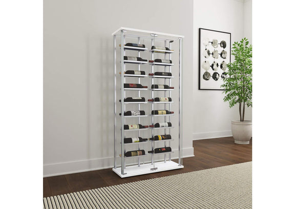 182037 Montara Tempered Glass Wine Storage LED Curio Cabinet Chrome