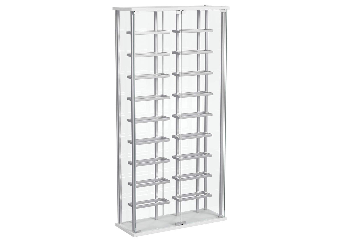182037 Montara Tempered Glass Wine Storage LED Curio Cabinet Chrome
