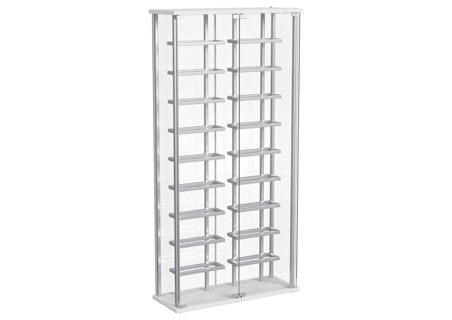 182037 Montara Tempered Glass Wine Storage LED Curio Cabinet Chrome