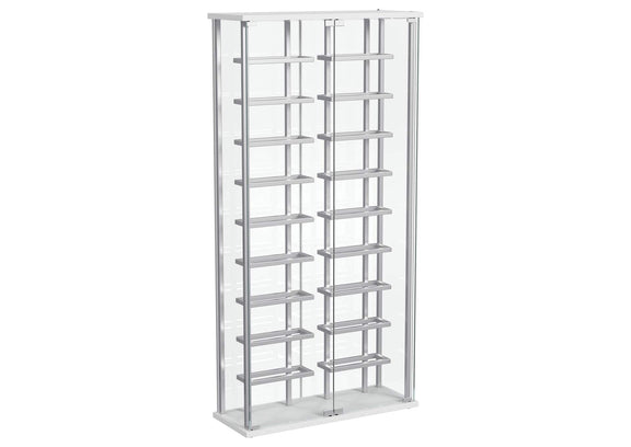 182037 Montara Tempered Glass Wine Storage LED Curio Cabinet Chrome