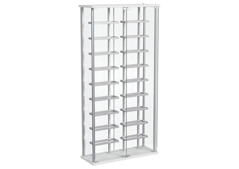 182037 Montara Tempered Glass Wine Storage LED Curio Cabinet Chrome