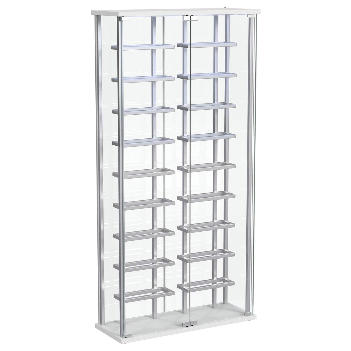 182037 Montara Tempered Glass Wine Storage LED Curio Cabinet Chrome