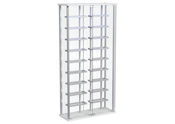 182037 Montara Tempered Glass Wine Storage LED Curio Cabinet Chrome