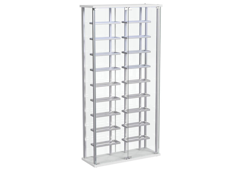 182037 Montara Tempered Glass Wine Storage LED Curio Cabinet Chrome