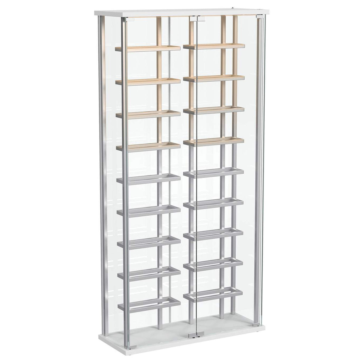 182037 Montara Tempered Glass Wine Storage LED Curio Cabinet Chrome