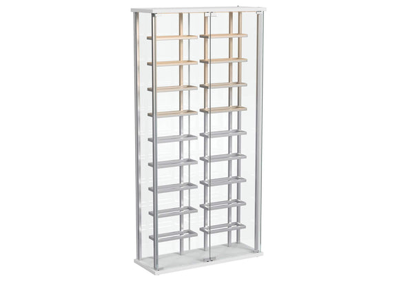 182037 Montara Tempered Glass Wine Storage LED Curio Cabinet Chrome