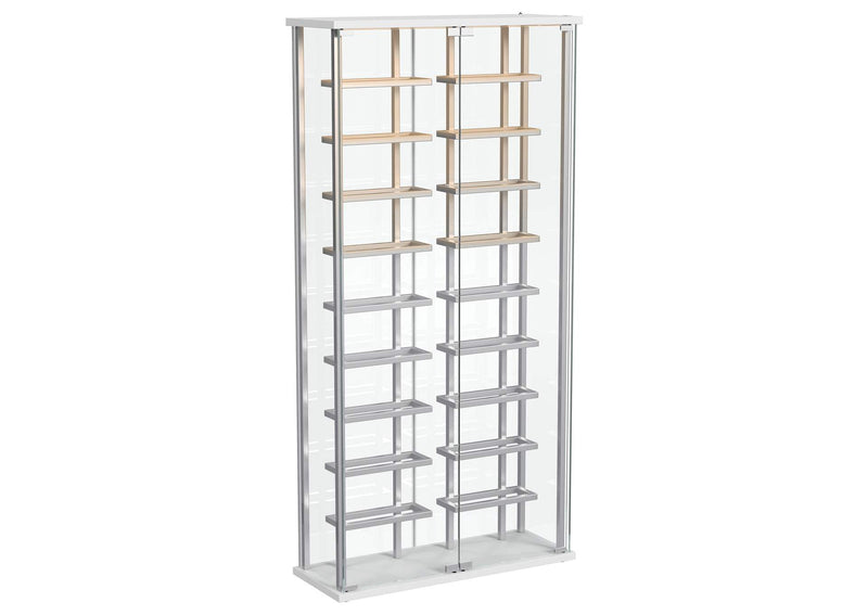 182037 Montara Tempered Glass Wine Storage LED Curio Cabinet Chrome